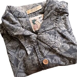 M.E. Sport Blue Hawaiian shirt Mens Extra Large Floral Button Down